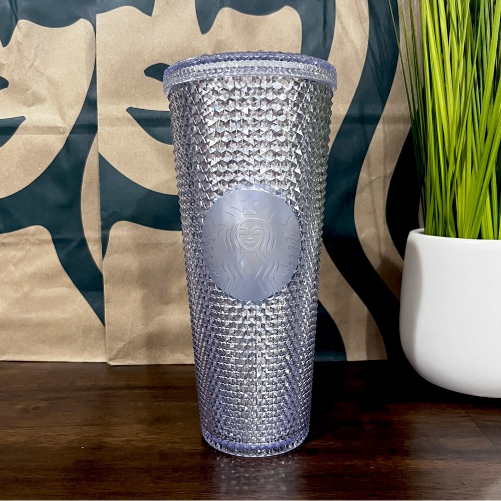 💍Starbucks 2019 Platinum Silver Studded Bling Tumbler Venti 24oz - NO STRAW